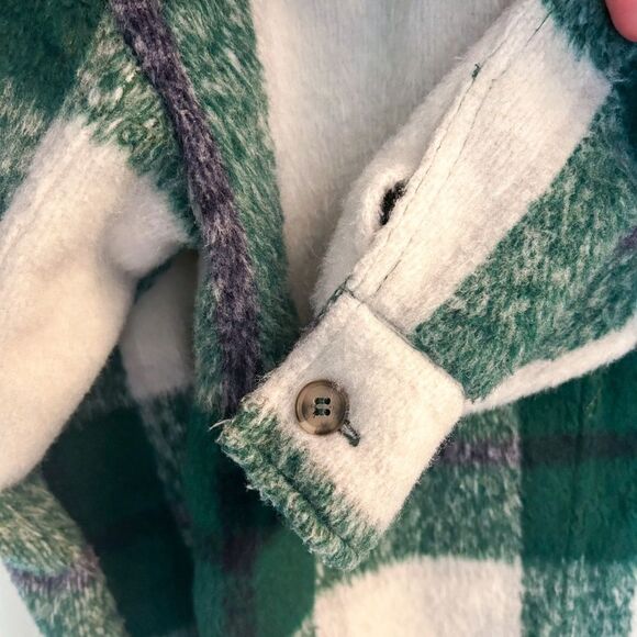 Avec Les Filles Plaid‎ Shacket Women's XS Anthropologie Green oversized - Picture 5 of 9